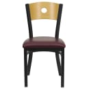Flash Furniture XU-DG-6F2B-CIR-BURV-GG Restaurant Chair w/ Natural Wood Back & Burgundy Vinyl Seat - Steel Frame, Black thumbnail 4