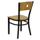 Flash Furniture XU-DG-6F2B-CIR-NATW-GG Restaurant Chair w/ Natural Wood Back & Seat - Steel Frame, Black thumbnail 3