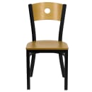 Flash Furniture XU-DG-6F2B-CIR-NATW-GG Restaurant Chair w/ Natural Wood Back & Seat - Steel Frame, Black thumbnail 4