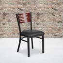Flash Furniture XU-DG-6G5B-MAH-BLKV-GG Restaurant Chair w/ Mahogany Wood Back & Black Vinyl Seat - Steel Frame, Black thumbnail 5