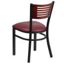 Flash Furniture XU-DG-6G5B-MAH-BURV-GG Restaurant Chair w/ Mahogany Wood Back & Burgundy Vinyl Seat - Steel Frame, Black thumbnail 3