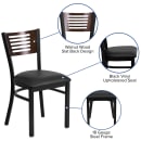 Flash Furniture XU-DG-6G5B-WAL-BLKV-GG Restaurant Chair w/ Walnut Wood Back & Black Vinyl Seat - Steel Frame, Black thumbnail 3