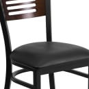 Flash Furniture XU-DG-6G5B-WAL-BLKV-GG Restaurant Chair w/ Walnut Wood Back & Black Vinyl Seat - Steel Frame, Black thumbnail 7