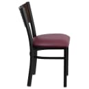 Flash Furniture XU-DG-6G5B-WAL-BURV-GG Restaurant Chair w/ Walnut Wood Back & Burgundy Vinyl Seat - Steel Frame, Black thumbnail 2