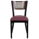 Flash Furniture XU-DG-6G5B-WAL-BURV-GG Restaurant Chair w/ Walnut Wood Back & Burgundy Vinyl Seat - Steel Frame, Black thumbnail 4