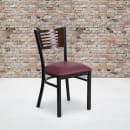 Flash Furniture XU-DG-6G5B-WAL-BURV-GG Restaurant Chair w/ Walnut Wood Back & Burgundy Vinyl Seat - Steel Frame, Black thumbnail 5