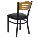 Flash Furniture XU-DG-6G7B-SLAT-BLKV-GG Restaurant Chair w/ Natural Wood Back & Black Vinyl Seat - Steel Frame, Black thumbnail 5