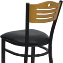 Flash Furniture XU-DG-6G7B-SLAT-BLKV-GG Restaurant Chair w/ Natural Wood Back & Black Vinyl Seat - Steel Frame, Black thumbnail 7