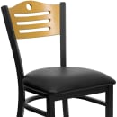 Flash Furniture XU-DG-6G7B-SLAT-BLKV-GG Restaurant Chair w/ Natural Wood Back & Black Vinyl Seat - Steel Frame, Black thumbnail 8