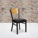 Flash Furniture XU-DG-6G7B-SLAT-BLKV-GG Restaurant Chair w/ Natural Wood Back & Black Vinyl Seat - Steel Frame, Black thumbnail 9
