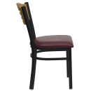 Flash Furniture XU-DG-6G7B-SLAT-BURV-GG Restaurant Chair w/ Natural Wood Back & Burgundy Vinyl Seat - Steel Frame, Black thumbnail 3
