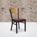 Flash Furniture XU-DG-6G7B-SLAT-BURV-GG Restaurant Chair w/ Natural Wood Back & Burgundy Vinyl Seat - Steel Frame, Black thumbnail 5