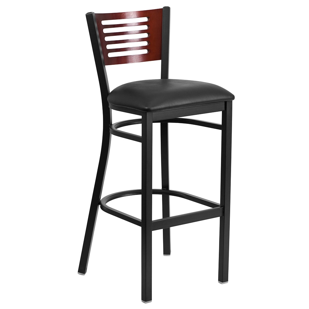 Flash Furniture XU-DG-6H1B-MAH-BAR-BLKV-GG Bar Stool w/ Mahogany Wood Back & Black Vinyl Seat, Black