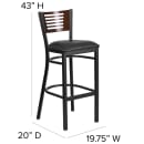 Flash Furniture XU-DG-6H1B-WAL-BAR-BLKV-GG Bar Stool w/ Walnut Wood Back & Black Vinyl Seat, Black thumbnail 2