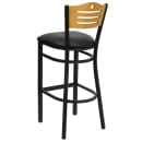 Flash Furniture XU-DG-6H3B-SLAT-BAR-BLKV-GG Bar Stool w/ Natural Wood Back & Black Vinyl Seat, Black thumbnail 3