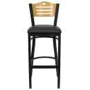 Flash Furniture XU-DG-6H3B-SLAT-BAR-BLKV-GG Bar Stool w/ Natural Wood Back & Black Vinyl Seat, Black thumbnail 4