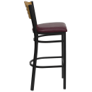 Flash Furniture XU-DG-6H3B-SLAT-BAR-BURV-GG Bar Stool w/ Natural Wood Back & Burgundy Vinyl Seat, Black thumbnail 2