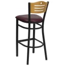 Flash Furniture XU-DG-6H3B-SLAT-BAR-BURV-GG Bar Stool w/ Natural Wood Back & Burgundy Vinyl Seat, Black thumbnail 3