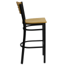 Flash Furniture XU-DG-6H3B-SLAT-BAR-NATW-GG Bar Stool w/ Natural Wood Back & Wood Seat, Black thumbnail 2