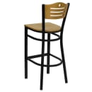 Flash Furniture XU-DG-6H3B-SLAT-BAR-NATW-GG Bar Stool w/ Natural Wood Back & Wood Seat, Black thumbnail 3