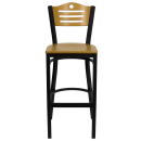 Flash Furniture XU-DG-6H3B-SLAT-BAR-NATW-GG Bar Stool w/ Natural Wood Back & Wood Seat, Black thumbnail 4