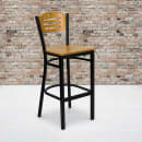Flash Furniture XU-DG-6H3B-SLAT-BAR-NATW-GG Bar Stool w/ Natural Wood Back & Wood Seat, Black thumbnail 5