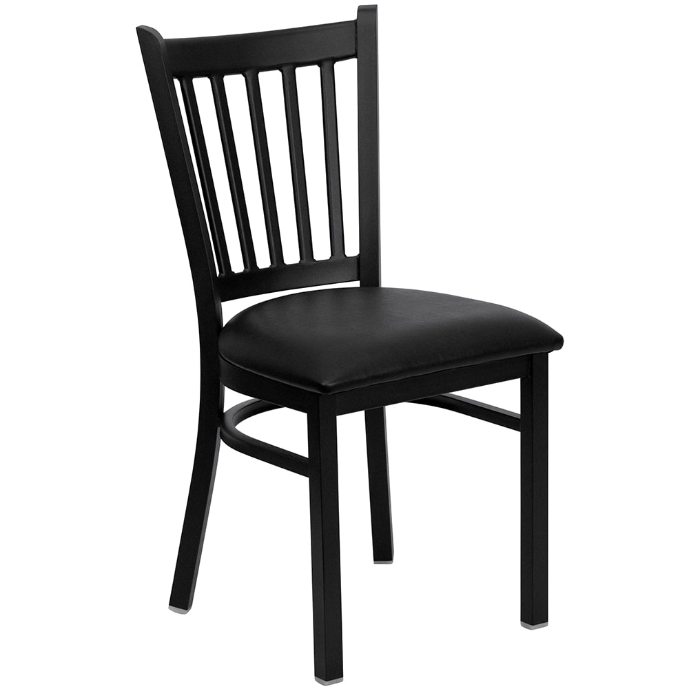 Flash Furniture XU-DG-6Q2B-VRT-BLKV-GG Restaurant Chair w/ Slat Back & Black Vinyl Seat - Steel Frame, Black