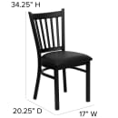 Flash Furniture XU-DG-6Q2B-VRT-BLKV-GG Restaurant Chair w/ Slat Back & Black Vinyl Seat - Steel Frame, Black thumbnail 2