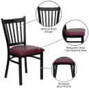 Flash Furniture XU-DG-6Q2B-VRT-BURV-GG Restaurant Chair w/ Slat Back & Burgundy Vinyl Seat - Steel Frame, Black thumbnail 3
