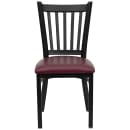 Flash Furniture XU-DG-6Q2B-VRT-BURV-GG Restaurant Chair w/ Slat Back & Burgundy Vinyl Seat - Steel Frame, Black thumbnail 6