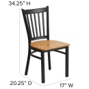 Flash Furniture XU-DG-6Q2B-VRT-NATW-GG Restaurant Chair w/ Slat Back & Natural Wood Seat - Steel Frame, Black thumbnail 2