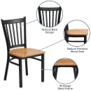 Flash Furniture XU-DG-6Q2B-VRT-NATW-GG Restaurant Chair w/ Slat Back & Natural Wood Seat - Steel Frame, Black thumbnail 3