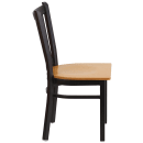 Flash Furniture XU-DG-6Q2B-VRT-NATW-GG Restaurant Chair w/ Slat Back & Natural Wood Seat - Steel Frame, Black thumbnail 4