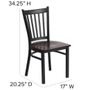 Flash Furniture XU-DG-6Q2B-VRT-WALW-GG Restaurant Chair w/ Slat Back & Walnut Wood Seat - Steel Frame, Black thumbnail 6