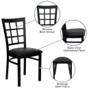 Flash Furniture XU-DG6Q3BWIN-BLKV-GG Restaurant Chair w/ Window Pane Back & Black Vinyl Seat - Steel Frame, Black thumbnail 3