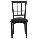 Flash Furniture XU-DG6Q3BWIN-BLKV-GG Restaurant Chair w/ Window Pane Back & Black Vinyl Seat - Steel Frame, Black thumbnail 6