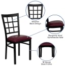 Flash Furniture XU-DG6Q3BWIN-BURV-GG Restaurant Chair w/ Window Pane Back & Burgundy Vinyl Seat - Steel Frame, Black thumbnail 3