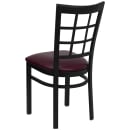 Flash Furniture XU-DG6Q3BWIN-BURV-GG Restaurant Chair w/ Window Pane Back & Burgundy Vinyl Seat - Steel Frame, Black thumbnail 4