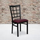 Flash Furniture XU-DG6Q3BWIN-BURV-GG Restaurant Chair w/ Window Pane Back & Burgundy Vinyl Seat - Steel Frame, Black thumbnail 9