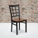 Flash Furniture XU-DG6Q3BWIN-CHYW-GG Restaurant Chair w/ Window Pane Back & Cherry Wood Seat - Steel Frame, Black thumbnail 5