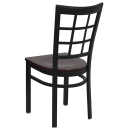 Flash Furniture XU-DG6Q3BWIN-MAHW-GG Restaurant Chair w/ Window Pane Back & Mahogany Wood Seat - Steel Frame, Black thumbnail 3
