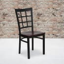 Flash Furniture XU-DG6Q3BWIN-MAHW-GG Restaurant Chair w/ Window Pane Back & Mahogany Wood Seat - Steel Frame, Black thumbnail 5