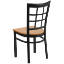 Flash Furniture XU-DG6Q3BWIN-NATW-GG Restaurant Chair w/ Window Pane Back & Natural Wood Seat - Steel Frame, Black thumbnail 4