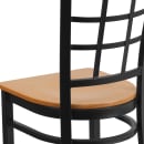 Flash Furniture XU-DG6Q3BWIN-NATW-GG Restaurant Chair w/ Window Pane Back & Natural Wood Seat - Steel Frame, Black thumbnail 8