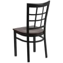 Flash Furniture XU-DG6Q3BWIN-WALW-GG Restaurant Chair w/ Window Pane Back & Walnut Wood Seat - Steel Frame, Black thumbnail 4