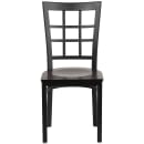 Flash Furniture XU-DG6Q3BWIN-WALW-GG Restaurant Chair w/ Window Pane Back & Walnut Wood Seat - Steel Frame, Black thumbnail 6