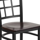Flash Furniture XU-DG6Q3BWIN-WALW-GG Restaurant Chair w/ Window Pane Back & Walnut Wood Seat - Steel Frame, Black thumbnail 7