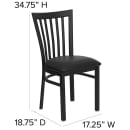 Flash Furniture XU-DG6Q4BSCH-BLKV-GG Restaurant Chair w/ Schoolhouse Back & Black Vinyl Seat - Steel Frame, Black thumbnail 2