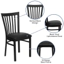 Flash Furniture XU-DG6Q4BSCH-BLKV-GG Restaurant Chair w/ Schoolhouse Back & Black Vinyl Seat - Steel Frame, Black thumbnail 3