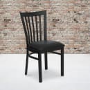 Flash Furniture XU-DG6Q4BSCH-BLKV-GG Restaurant Chair w/ Schoolhouse Back & Black Vinyl Seat - Steel Frame, Black thumbnail 9
